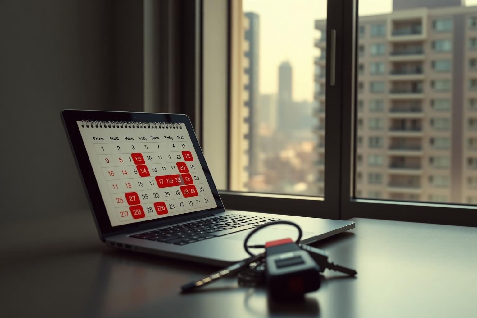 Notebook s dynamickým cenovým dashboardom v luxusnom bratislavskom apartmáne.